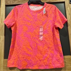 3/$18 Navy Everywear Tee Medium Neon Pink Orange Floral Athletic Top